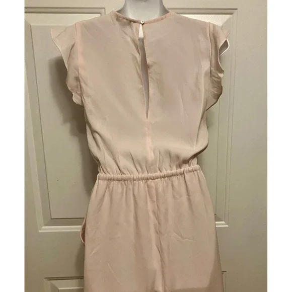 Aritzia Babaton Dress XXS Pale Pink Ruffle Sleeve‎ Drawstring Waist Casual - Picture 5 of 7